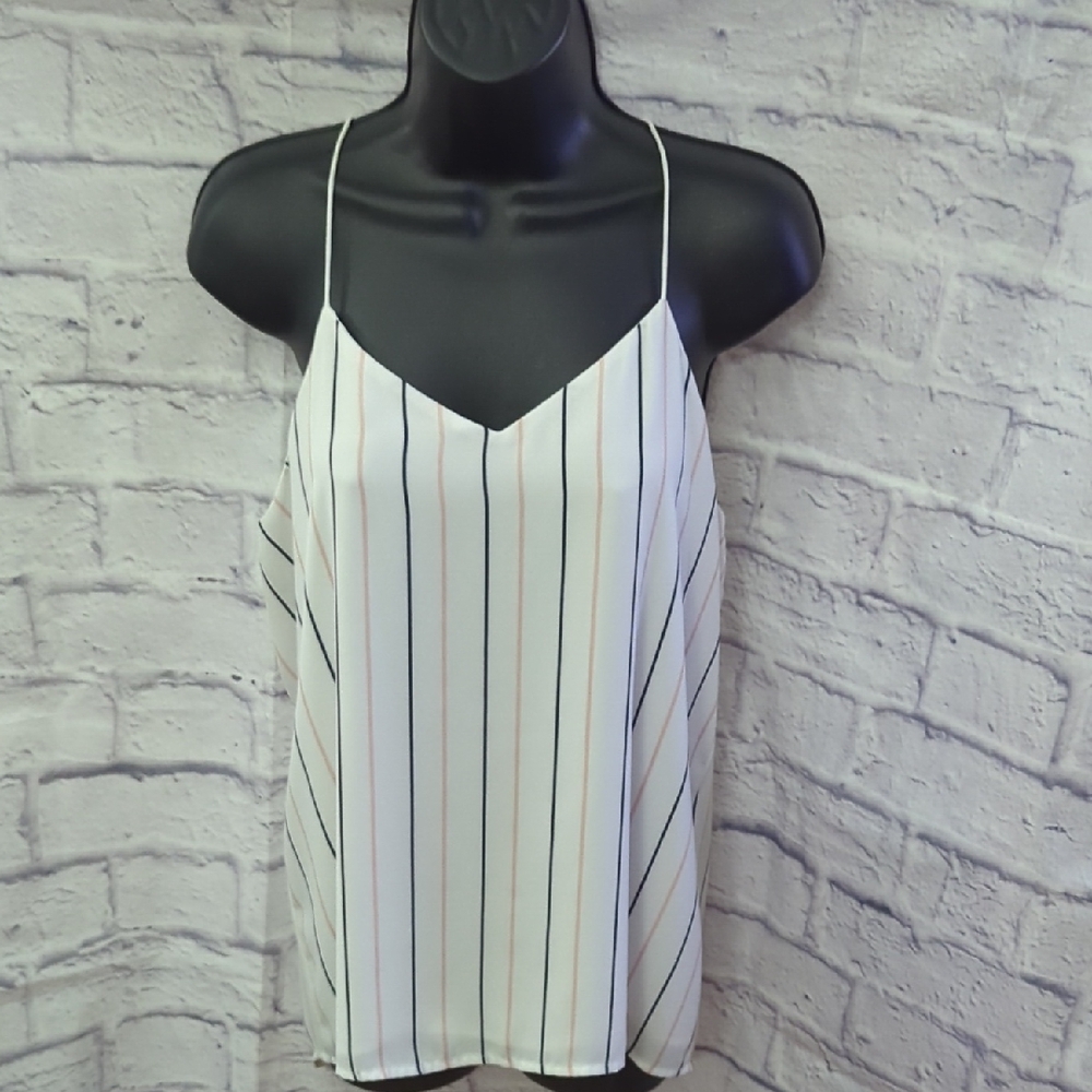 Express White and Black Striped Cami Top